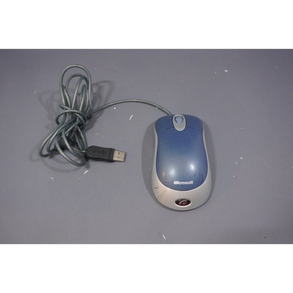 Microsoft Optical Mouse Blue USB And PS/2 Compatible Used Vintage Retro